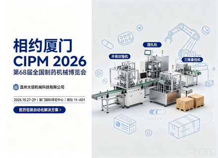 相约厦门｜大颂机械将亮相第 68 届全国制药机械博览会 CIPM